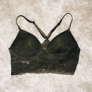 Olive Green Lace Bra